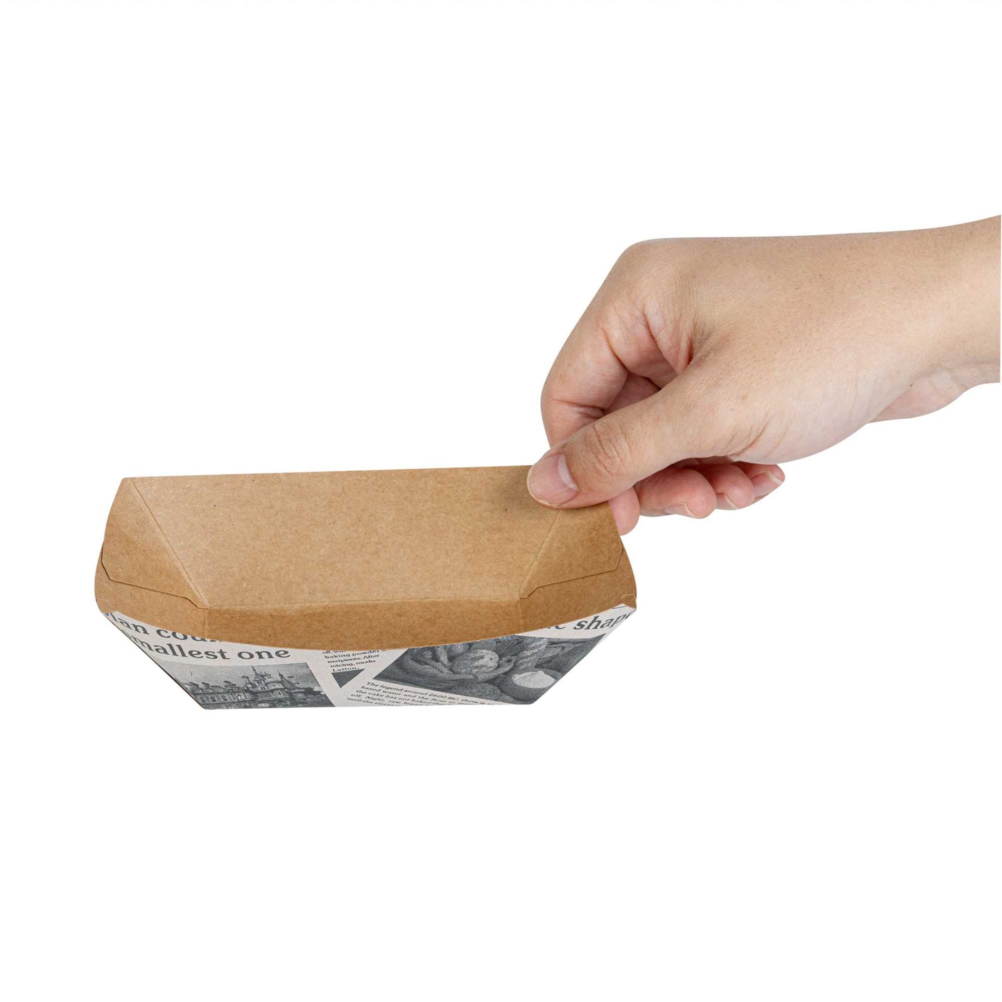 Bio Tek 6 oz Newsprint Paper #40 Food Tray / Boat - 5" x 4" x 1 1/2" - 400 count box