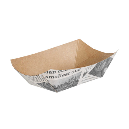 Bio Tek 6 oz Newsprint Paper #40 Food Tray / Boat - 5" x 4" x 1 1/2" - 400 count box