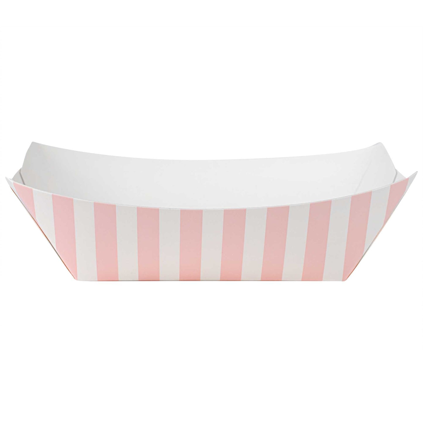 Bio Tek 6 oz Pink and White Stripe Paper #40 Food Tray / Boat - 5" x 4" x 1 1/2" - 400 count box