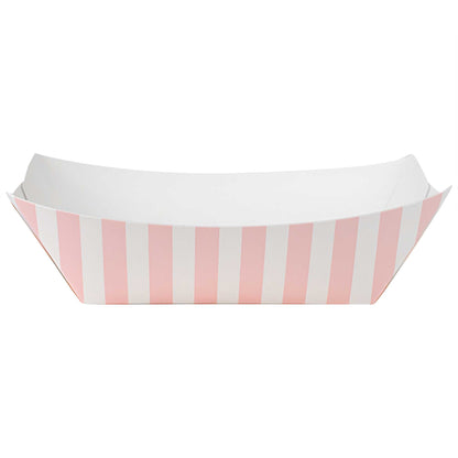 Bio Tek 6 oz Pink and White Stripe Paper #40 Food Tray / Boat - 5" x 4" x 1 1/2" - 400 count box