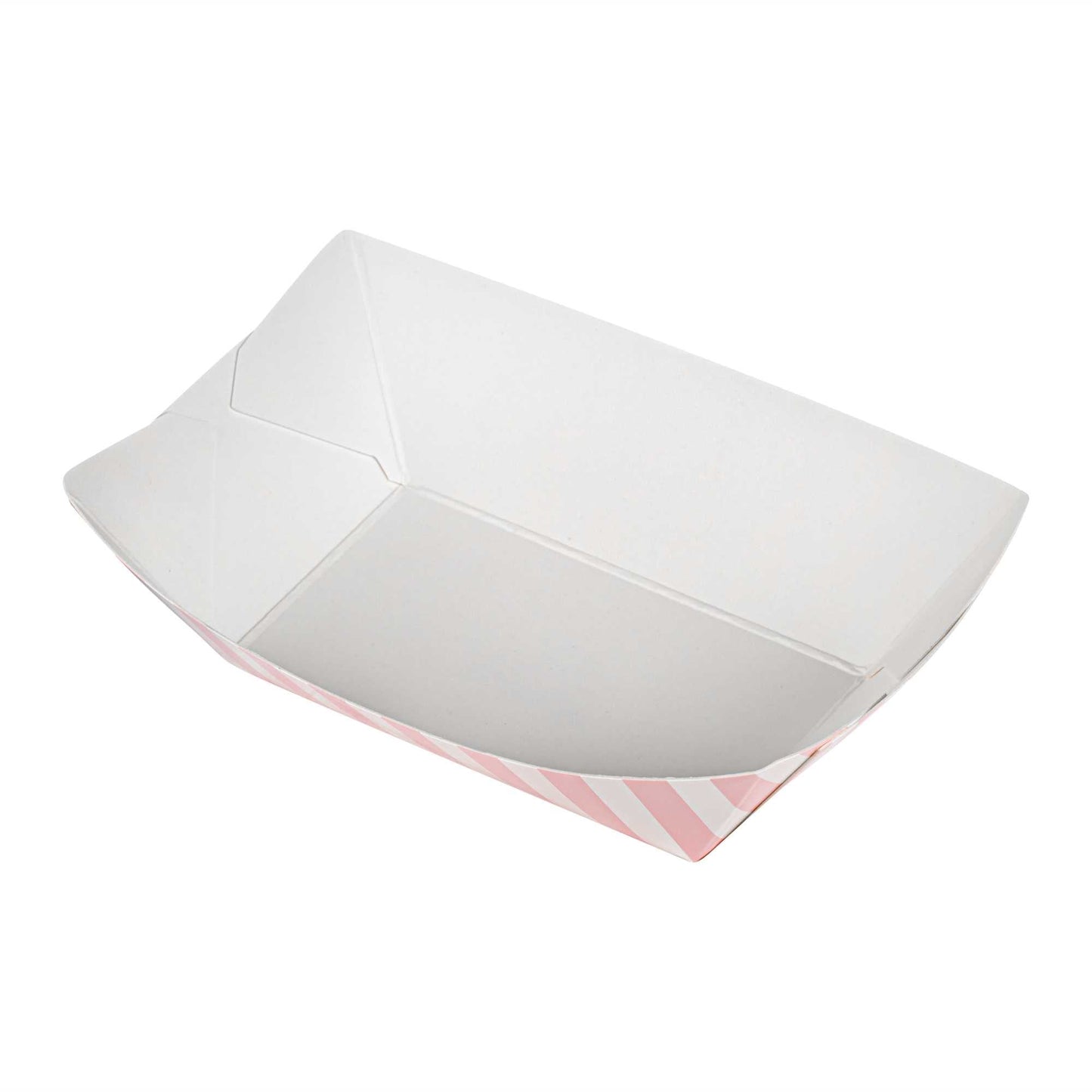 Bio Tek 6 oz Pink and White Stripe Paper #40 Food Tray / Boat - 5" x 4" x 1 1/2" - 400 count box