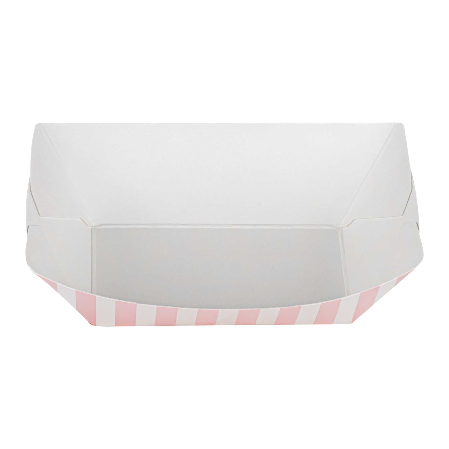 Bio Tek 6 oz Pink and White Stripe Paper #40 Food Tray / Boat - 5" x 4" x 1 1/2" - 400 count box
