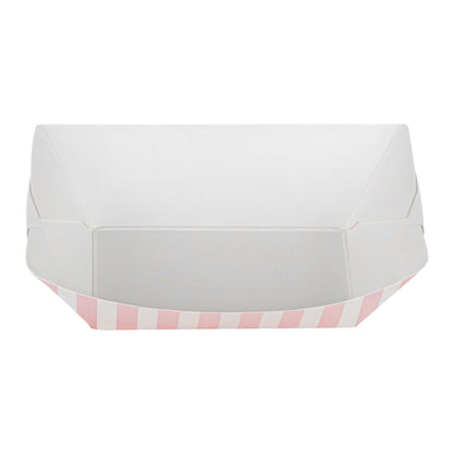 Bio Tek 6 oz Pink and White Stripe Paper #40 Food Tray / Boat - 5" x 4" x 1 1/2" - 400 count box