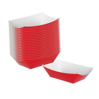Bio Tek 6 oz Red Paper #40 Food Tray / Boat - 5" x 4" x 1 1/2" - 400 count box