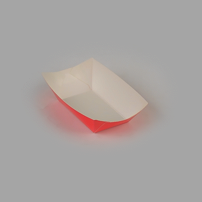 Bio Tek 6 oz Red Paper #40 Food Tray / Boat - 5" x 4" x 1 1/2" - 50 count box