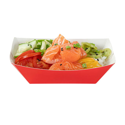 Bio Tek 6 oz Red Paper #40 Food Tray / Boat - 5" x 4" x 1 1/2" - 400 count box