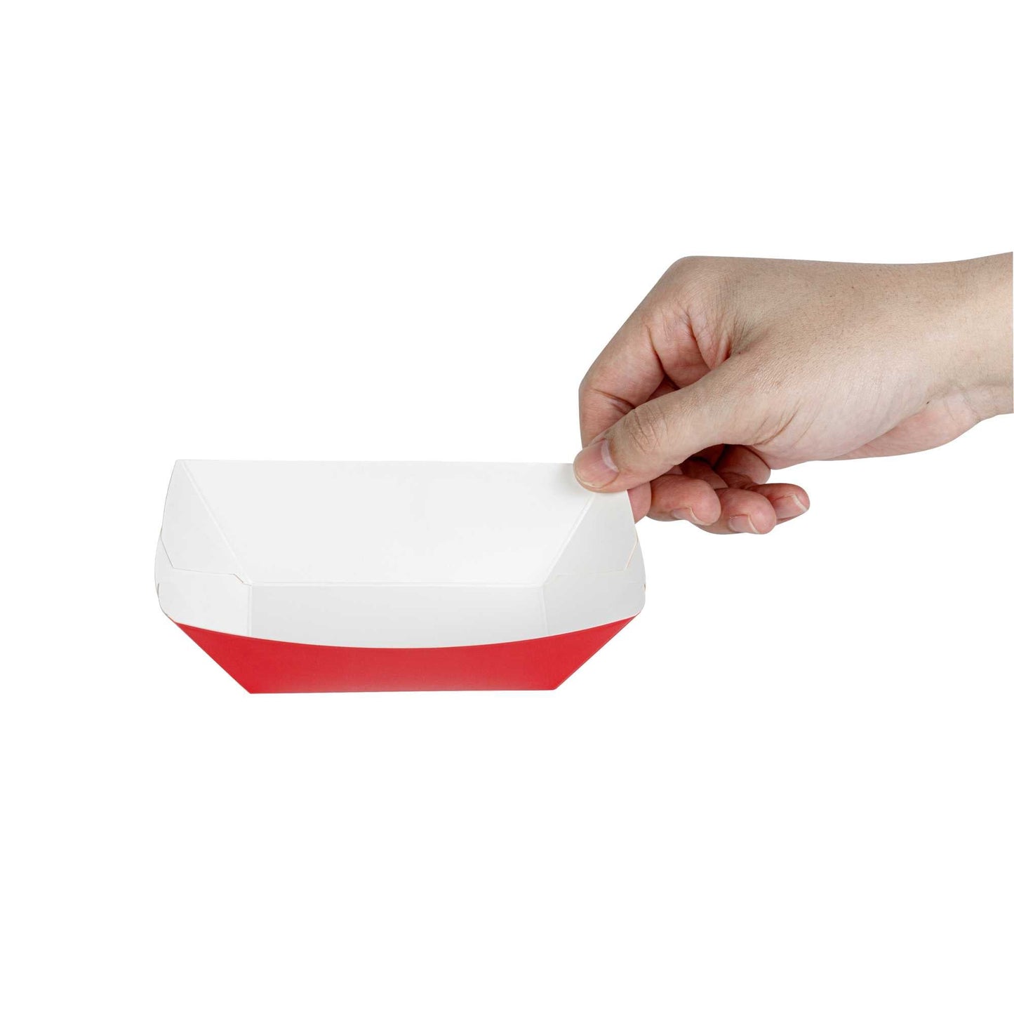 Bio Tek 6 oz Red Paper #40 Food Tray / Boat - 5" x 4" x 1 1/2" - 400 count box