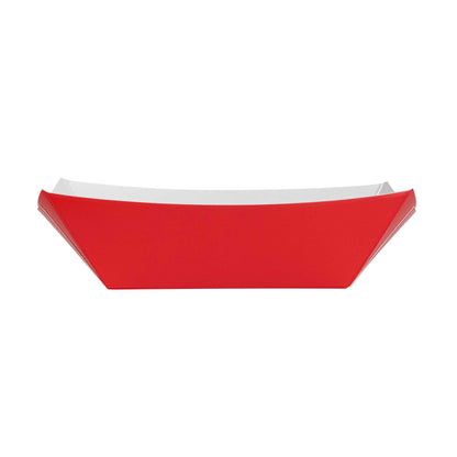 Bio Tek 6 oz Red Paper #40 Food Tray / Boat - 5" x 4" x 1 1/2" - 400 count box