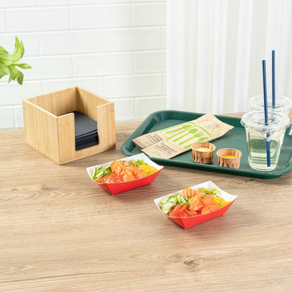 Bio Tek 6 oz Red Paper #40 Food Tray / Boat - 5" x 4" x 1 1/2" - 400 count box