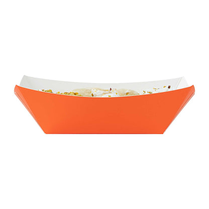 Bio Tek 6 oz Tangerine Orange Paper #40 Food Tray / Boat - 5" x 4" x 1 1/2" - 400 count box