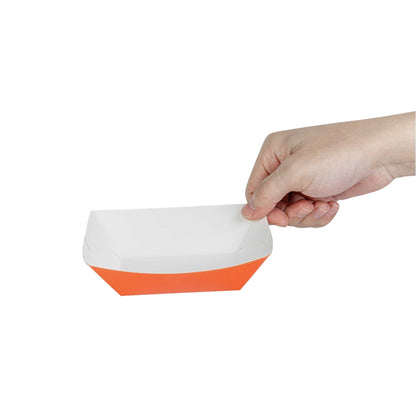 Bio Tek 6 oz Tangerine Orange Paper #40 Food Tray / Boat - 5" x 4" x 1 1/2" - 400 count box