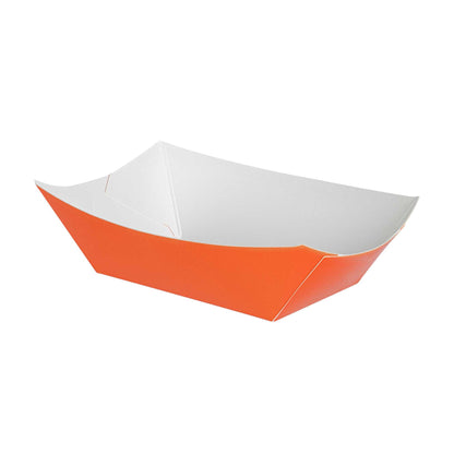 Bio Tek 6 oz Tangerine Orange Paper #40 Food Tray / Boat - 5" x 4" x 1 1/2" - 400 count box