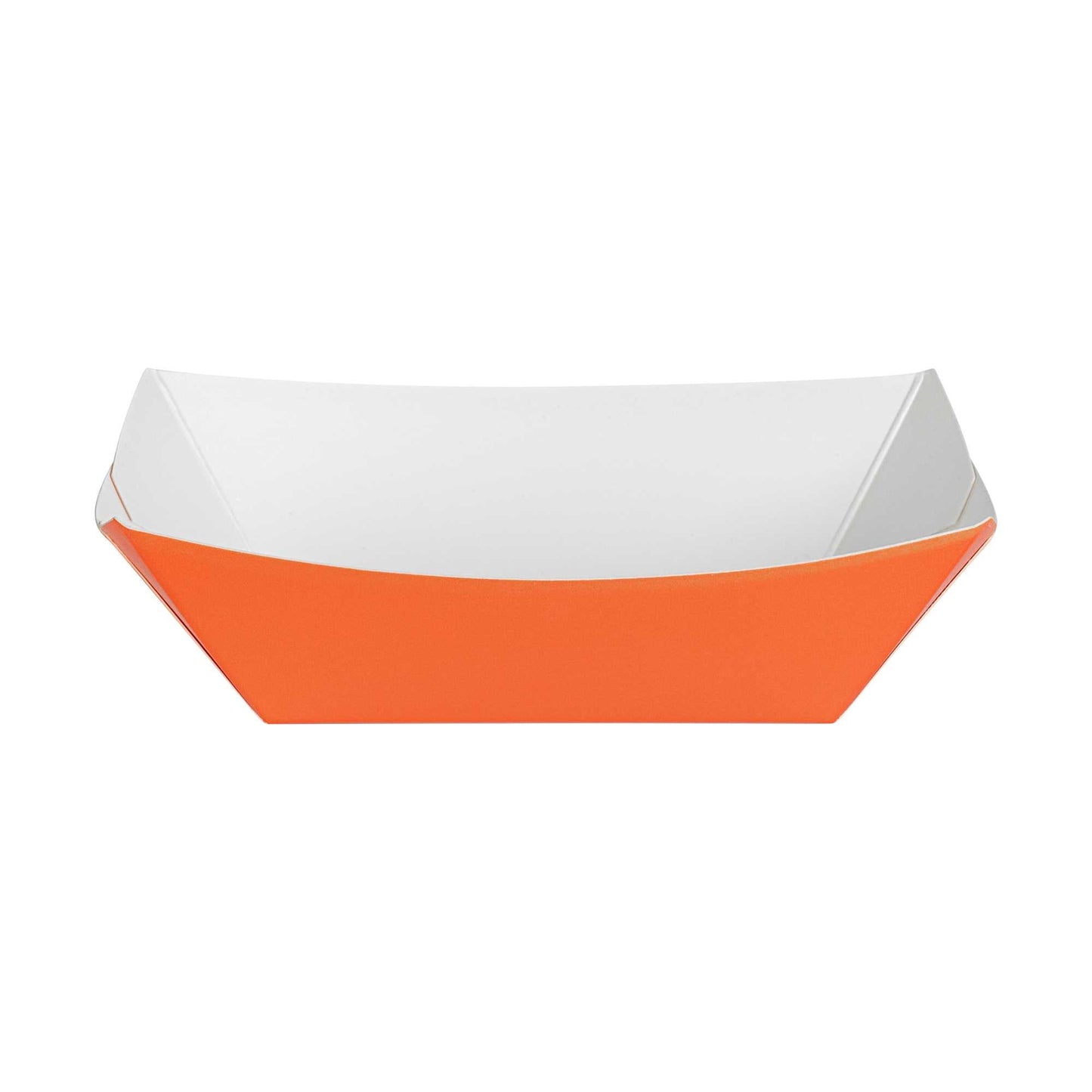 Bio Tek 6 oz Tangerine Orange Paper #40 Food Tray / Boat - 5" x 4" x 1 1/2" - 400 count box