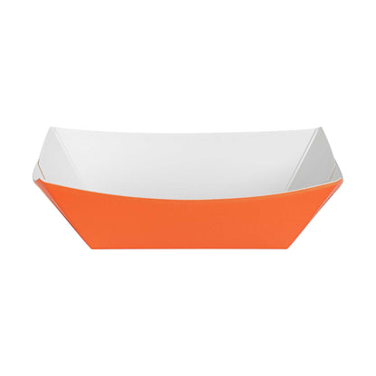 Bio Tek 6 oz Tangerine Orange Paper #40 Food Tray / Boat - 5" x 4" x 1 1/2" - 400 count box
