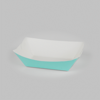 Bio Tek 6 oz Turquoise Paper #40 Food Tray / Boat - 5" x 4" x 1 1/2" - 50 count box