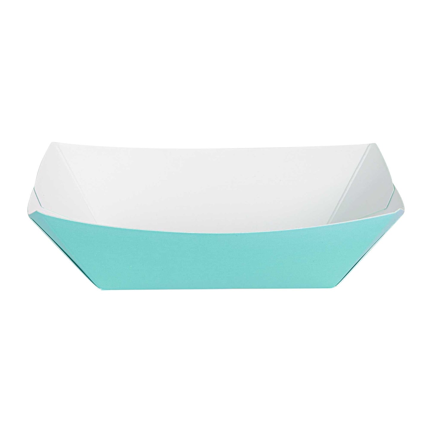 Bio Tek 6 oz Turquoise Paper #40 Food Tray / Boat - 5" x 4" x 1 1/2" - 50 count box