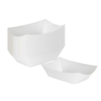 Bio Tek 6 oz White Paper #40 Food Tray / Boat - 5" x 4" x 1 1/2" - 50 count box