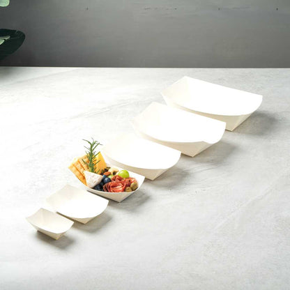 Bio Tek 6 oz White Paper #40 Food Tray / Boat - 5" x 4" x 1 1/2" - 50 count box