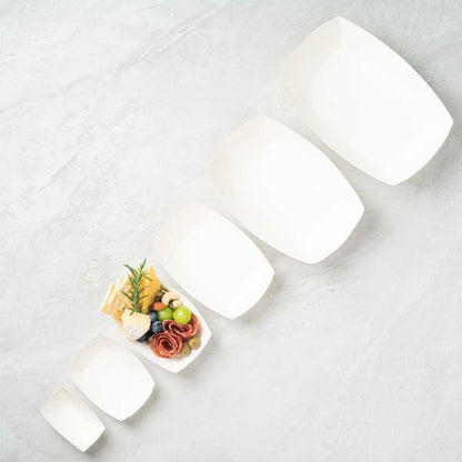 Bio Tek 6 oz White Paper #40 Food Tray / Boat - 5" x 4" x 1 1/2" - 50 count box