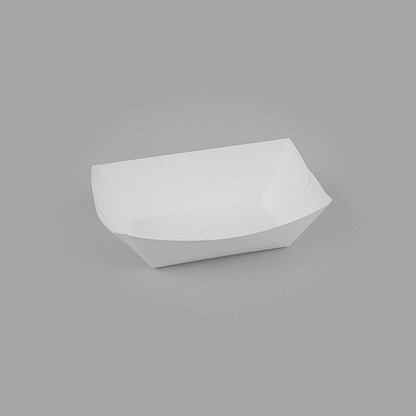 Bio Tek 6 oz White Paper #40 Food Tray / Boat - 5" x 4" x 1 1/2" - 400 count box