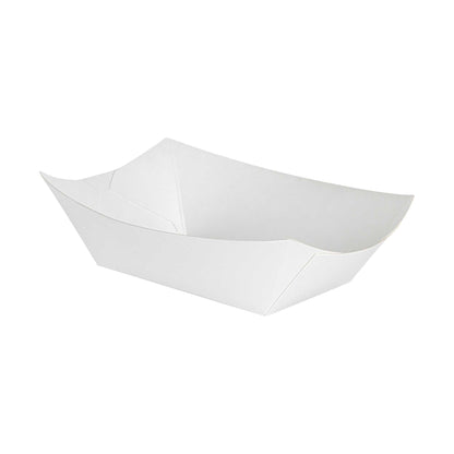Bio Tek 6 oz White Paper #40 Food Tray / Boat - 5" x 4" x 1 1/2" - 400 count box