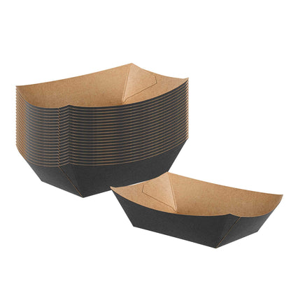 Bio Tek 1/2 lb Black Paper #50 Food Tray / Boat - 4 1/4" x 2 3/4" x 1 1/2" - 50 count box