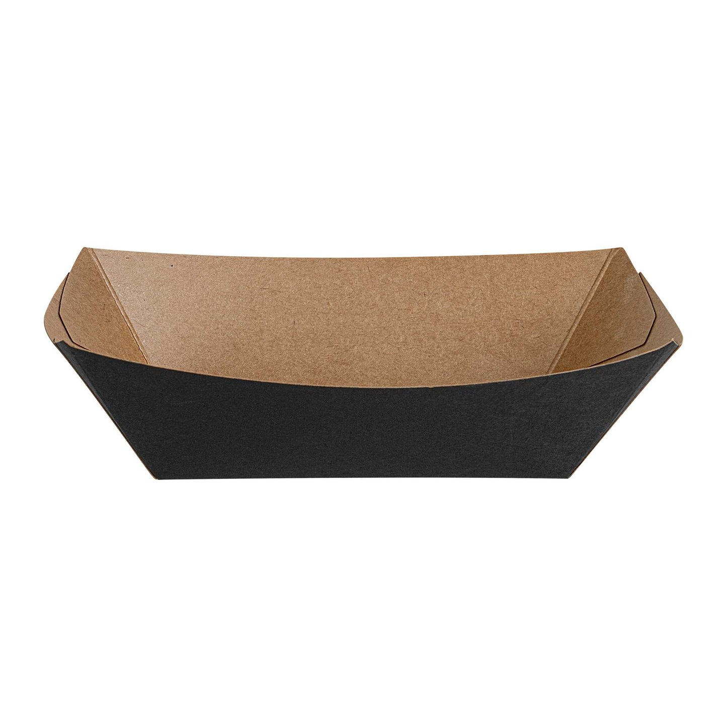 Bio Tek 1/2 lb Black Paper #50 Food Tray / Boat - 4 1/4" x 2 3/4" x 1 1/2" - 400 count box