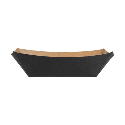 Bio Tek 1/2 lb Black Paper #50 Food Tray / Boat - 4 1/4" x 2 3/4" x 1 1/2" - 400 count box