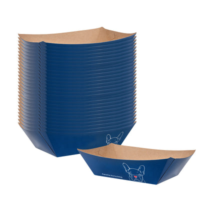 Bio Tek 1/2 lb Frenchie Paper #50 Food Tray / Boat - 4 1/4" x 2 3/4" x 1 1/2" - 400 count box