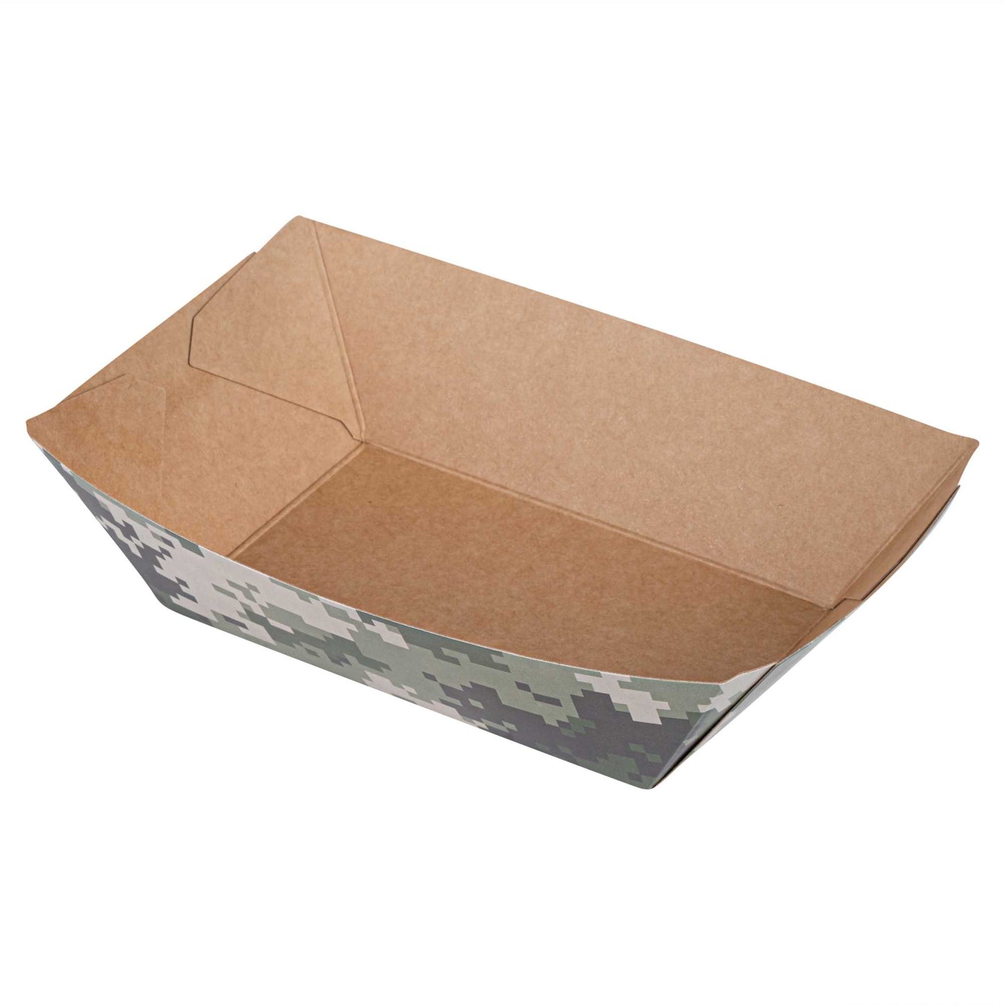 Bio Tek 1/2 lb Camouflage Paper #50 Food Tray / Boat - 4 1/4" x 2 3/4" x 1 1/2" - 400 count box