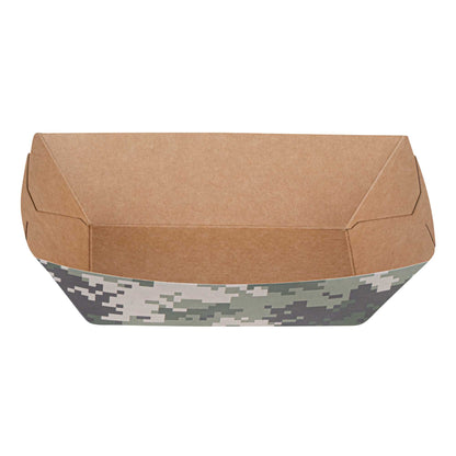 Bio Tek 1/2 lb Camouflage Paper #50 Food Tray / Boat - 4 1/4" x 2 3/4" x 1 1/2" - 400 count box