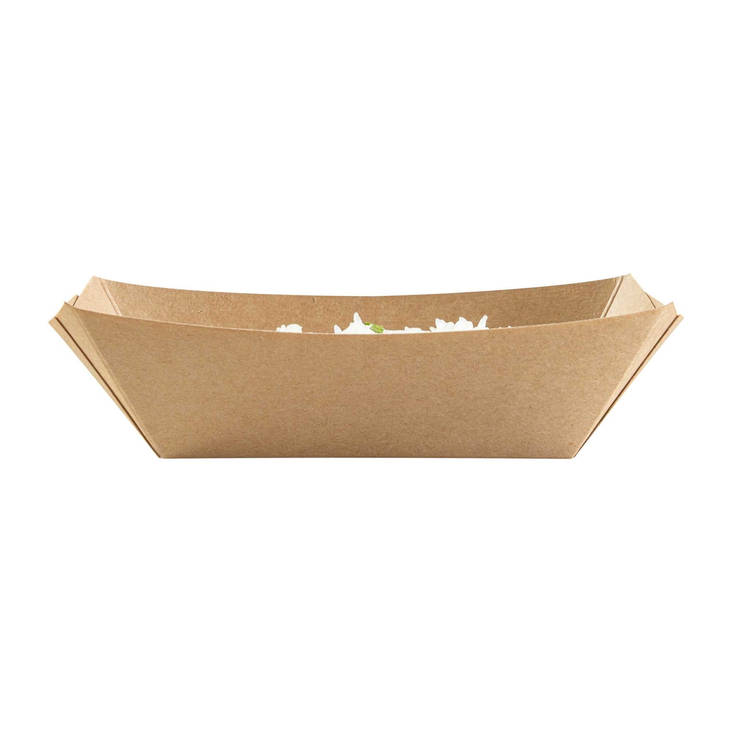 Bio Tek 1/2 lb Kraft Paper #50 Food Tray / Boat - 4 1/4" x 2 3/4" x 1 1/2" - 50 count box