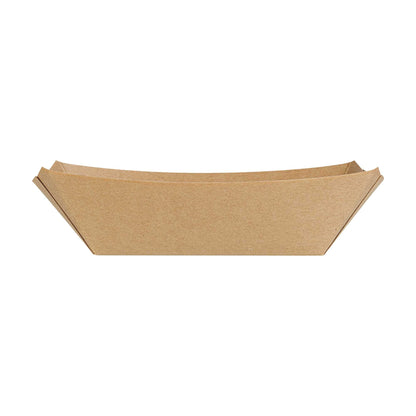 Bio Tek 1/2 lb Kraft Paper #50 Food Tray / Boat - 4 1/4" x 2 3/4" x 1 1/2" - 50 count box