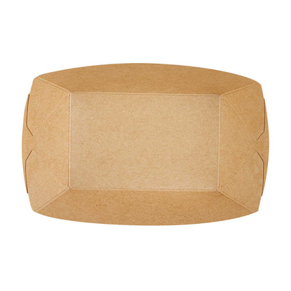 Bio Tek 1/2 lb Kraft Paper #50 Food Tray / Boat - 4 1/4" x 2 3/4" x 1 1/2" - 50 count box
