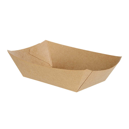 Bio Tek 1/2 lb Kraft Paper #50 Food Tray / Boat - 4 1/4" x 2 3/4" x 1 1/2" - 400 count box