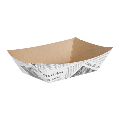 Bio Tek 1/2 lb Newsprint Paper #50 Food Tray / Boat - 4 1/4" x 2 3/4" x 1 1/2" - 50 count box