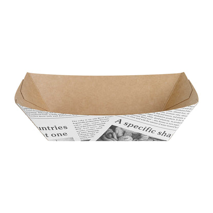 Bio Tek 1/2 lb Newsprint Paper #50 Food Tray / Boat - 4 1/4" x 2 3/4" x 1 1/2" - 50 count box