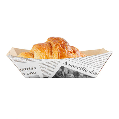 Bio Tek 1/2 lb Newsprint Paper #50 Food Tray / Boat - 4 1/4" x 2 3/4" x 1 1/2" - 400 count box