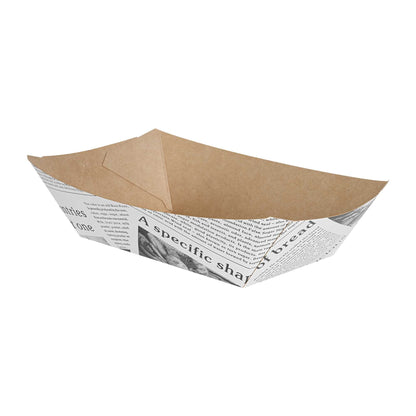 Bio Tek 1/2 lb Newsprint Paper #50 Food Tray / Boat - 4 1/4" x 2 3/4" x 1 1/2" - 400 count box