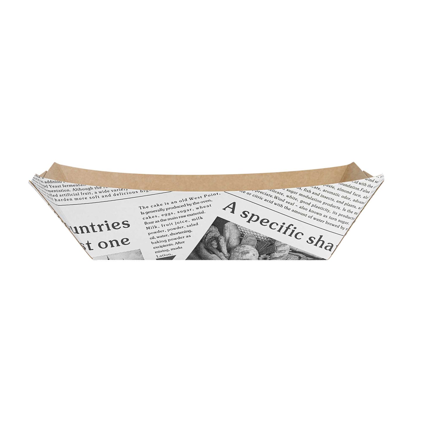 Bio Tek 1/2 lb Newsprint Paper #50 Food Tray / Boat - 4 1/4" x 2 3/4" x 1 1/2" - 400 count box