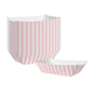 Bio Tek 1/2 lb Pink and White Stripe Paper #50 Food Tray / Boat - 4 1/4" x 2 3/4" x 1 1/2" - 50 count box