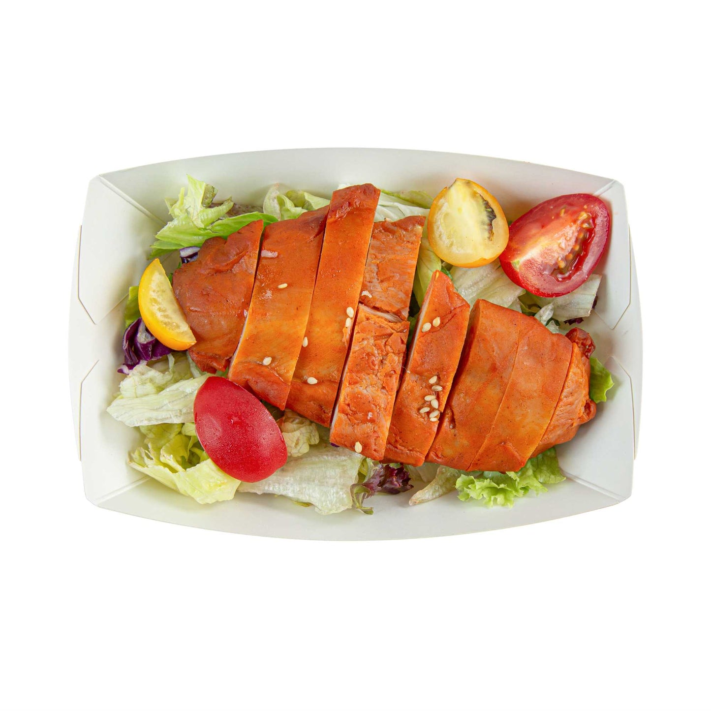 Bio Tek 1/2 lb Pink and White Stripe Paper #50 Food Tray / Boat - 4 1/4" x 2 3/4" x 1 1/2" - 50 count box