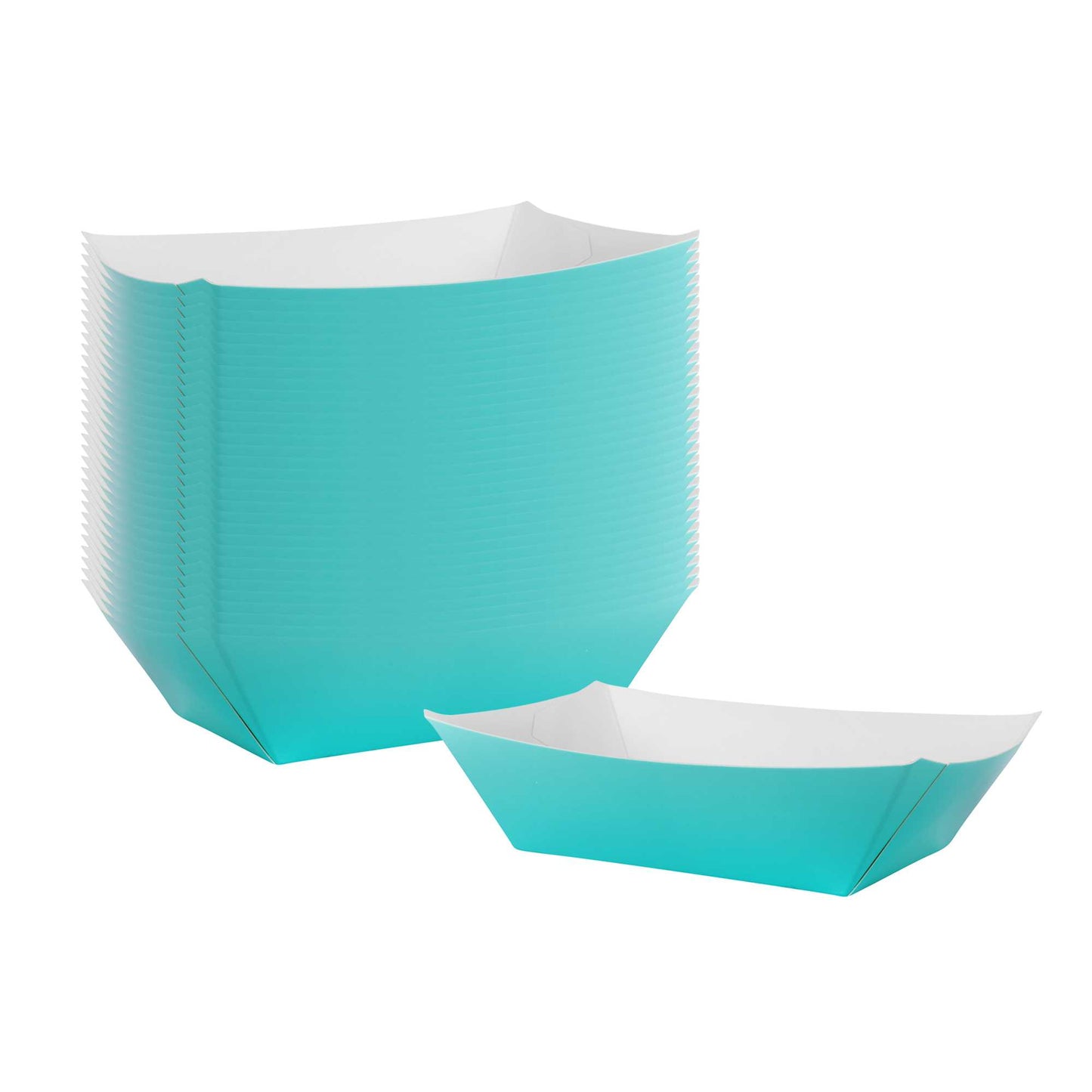 Bio Tek 1/2 lb Turquoise Paper #50 Food Tray / Boat - 4 1/4" x 2 3/4" x 1 1/2" - 50 count box