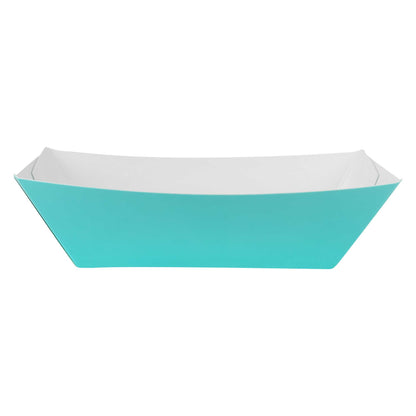 Bio Tek 1/2 lb Turquoise Paper #50 Food Tray / Boat - 4 1/4" x 2 3/4" x 1 1/2" - 50 count box