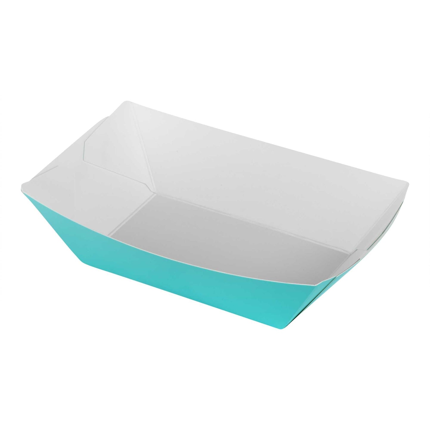 Bio Tek 1/2 lb Turquoise Paper #50 Food Tray / Boat - 4 1/4" x 2 3/4" x 1 1/2" - 50 count box