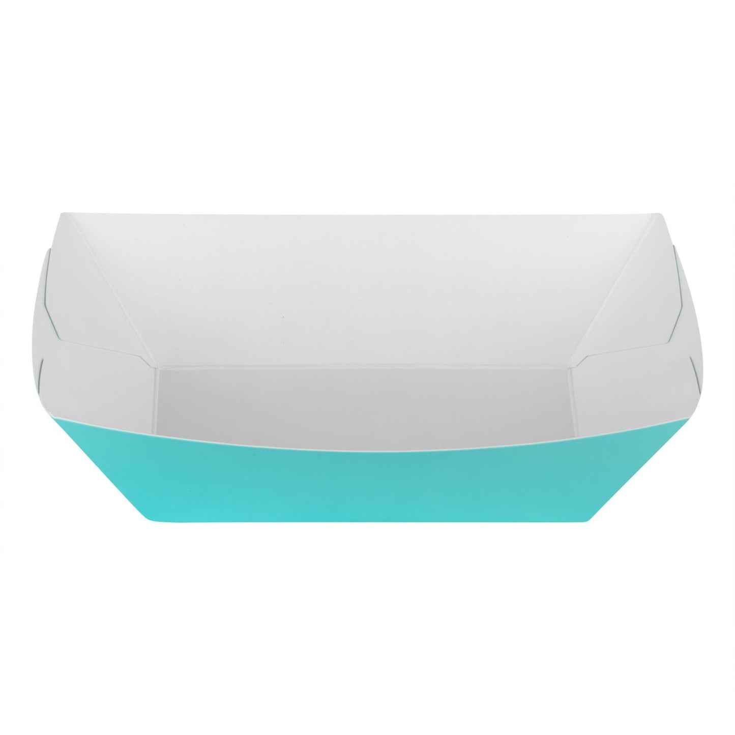 Bio Tek 1/2 lb Turquoise Paper #50 Food Tray / Boat - 4 1/4" x 2 3/4" x 1 1/2" - 50 count box