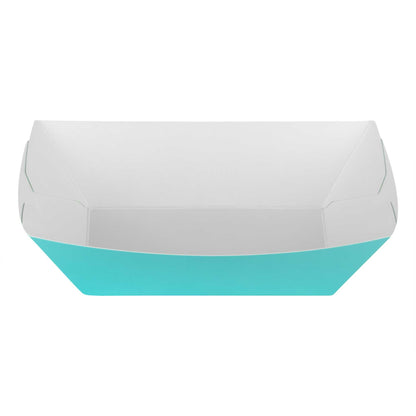 Bio Tek 1/2 lb Turquoise Paper #50 Food Tray / Boat - 4 1/4" x 2 3/4" x 1 1/2" - 400 count box