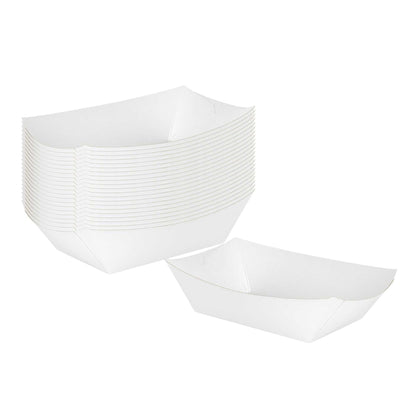 Bio Tek 1/2 lb White Paper #50 Food Tray / Boat - 4 1/4" x 2 3/4" x 1 1/2" - 400 count box