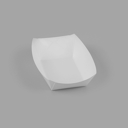 Bio Tek 1/2 lb White Paper #50 Food Tray / Boat - 4 1/4" x 2 3/4" x 1 1/2" - 50 count box