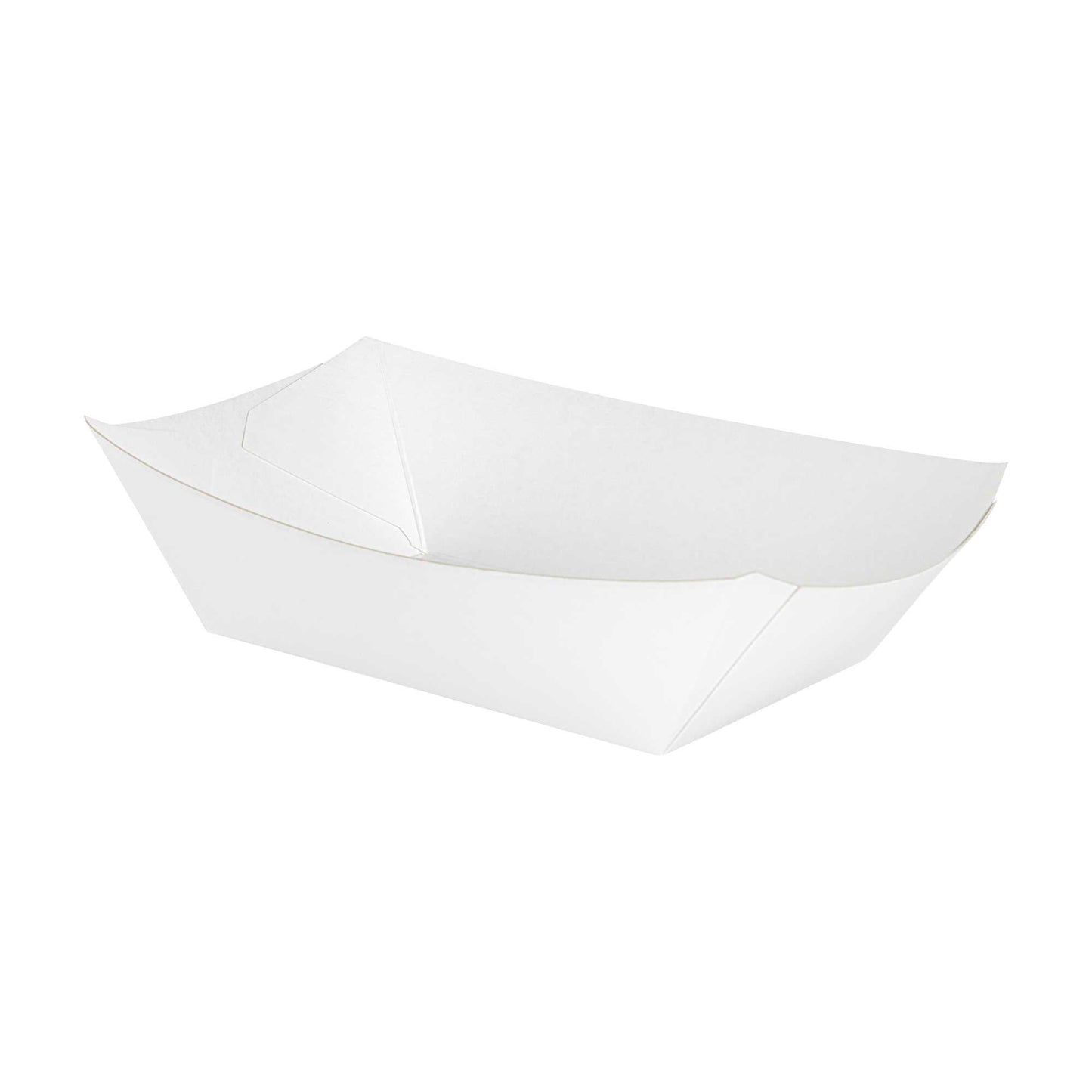 Bio Tek 1/2 lb White Paper #50 Food Tray / Boat - 4 1/4" x 2 3/4" x 1 1/2" - 50 count box